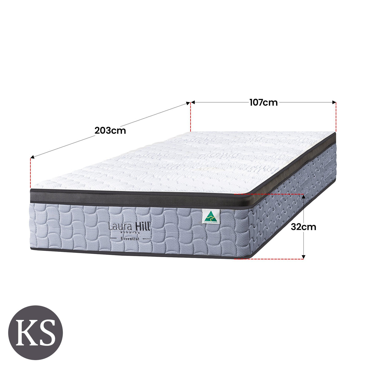 Laura Hill Essential Australian-Made 5-Zone Flex Pocket Spring Mattress — Allure Home Collections