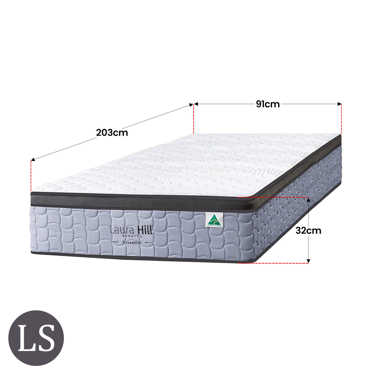 Laura Hill Essential Australian-Made 5-Zone Flex Pocket Spring Mattress — Allure Home Collections