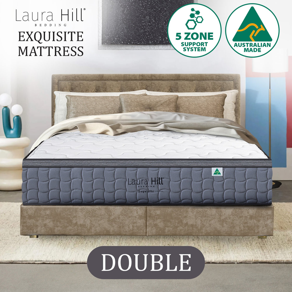 Laura Hill Exquisite Australian-Made Premium Mattress — Stretch Knit, Medium Firm — Allure Home Collections