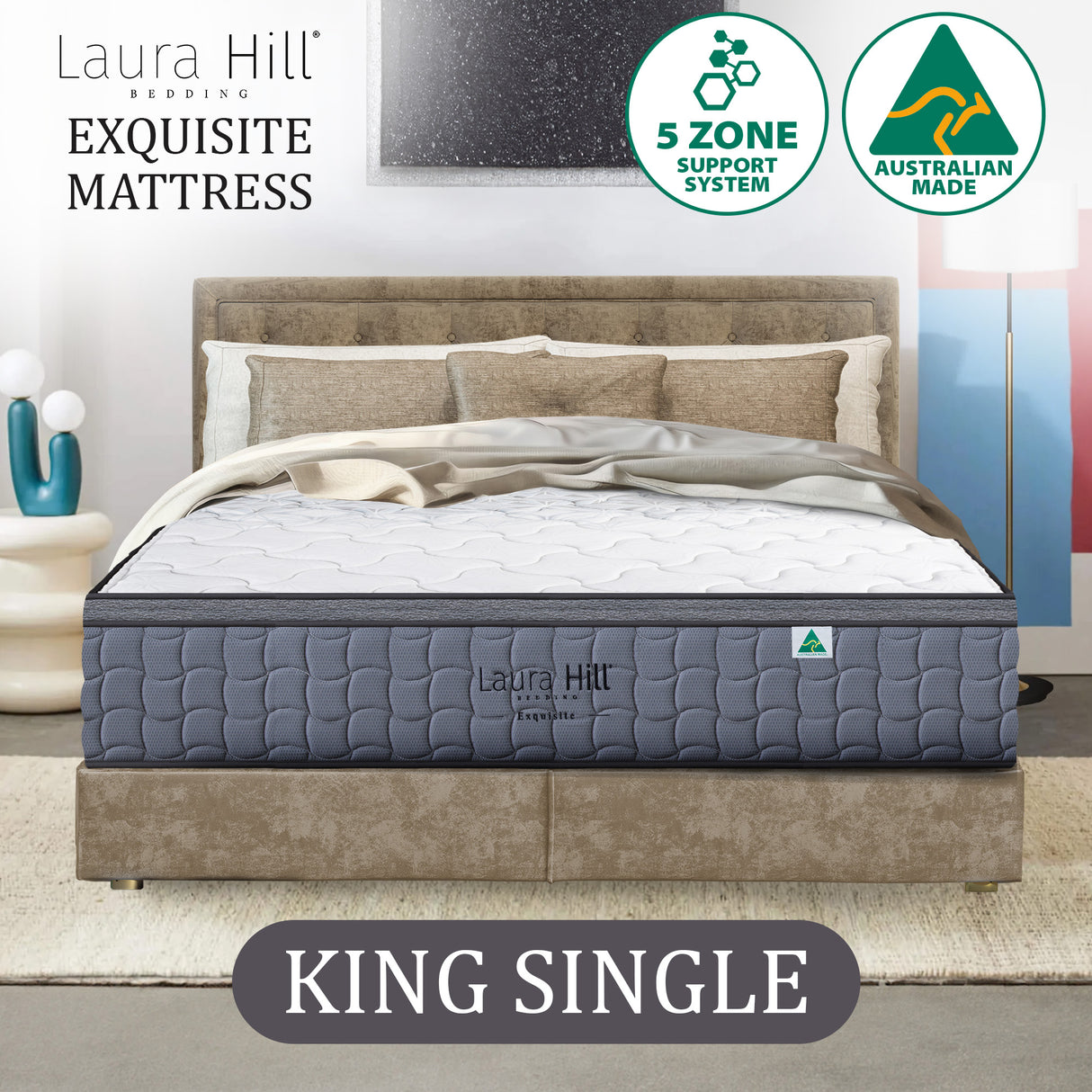 Laura Hill Exquisite Australian-Made Premium Mattress — Stretch Knit, Medium Firm — Allure Home Collections