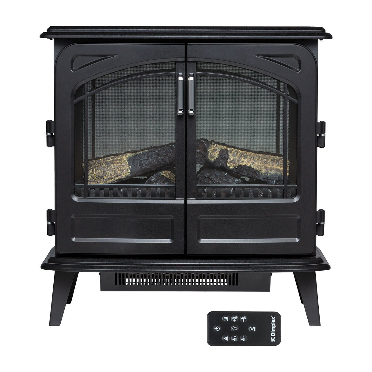Close up of control panel on the matte black electric stove heater