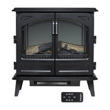 Close up of control panel on the matte black electric stove heater