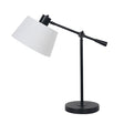 Adjustable black metal table lamp with white linen shade - view 1