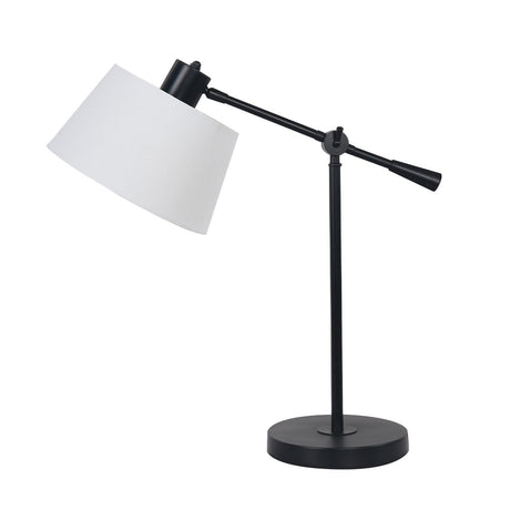 Adjustable black metal table lamp with white linen shade - view 1