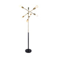 Six light Sputnik floor lamp in antique brass