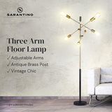 Six light Sputnik floor lamp in antique brass