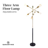 Six light Sputnik floor lamp in antique brass