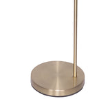 Modern arc floor lamp with brass finish and white drum shade