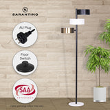 Mid century tree floor lamp with three shades in black, white and gold