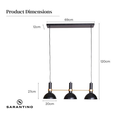Three light retro hanging pendant lamp