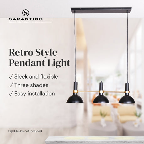 Three light retro hanging pendant lamp