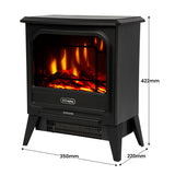 Side profile of black freestanding electric fire stove