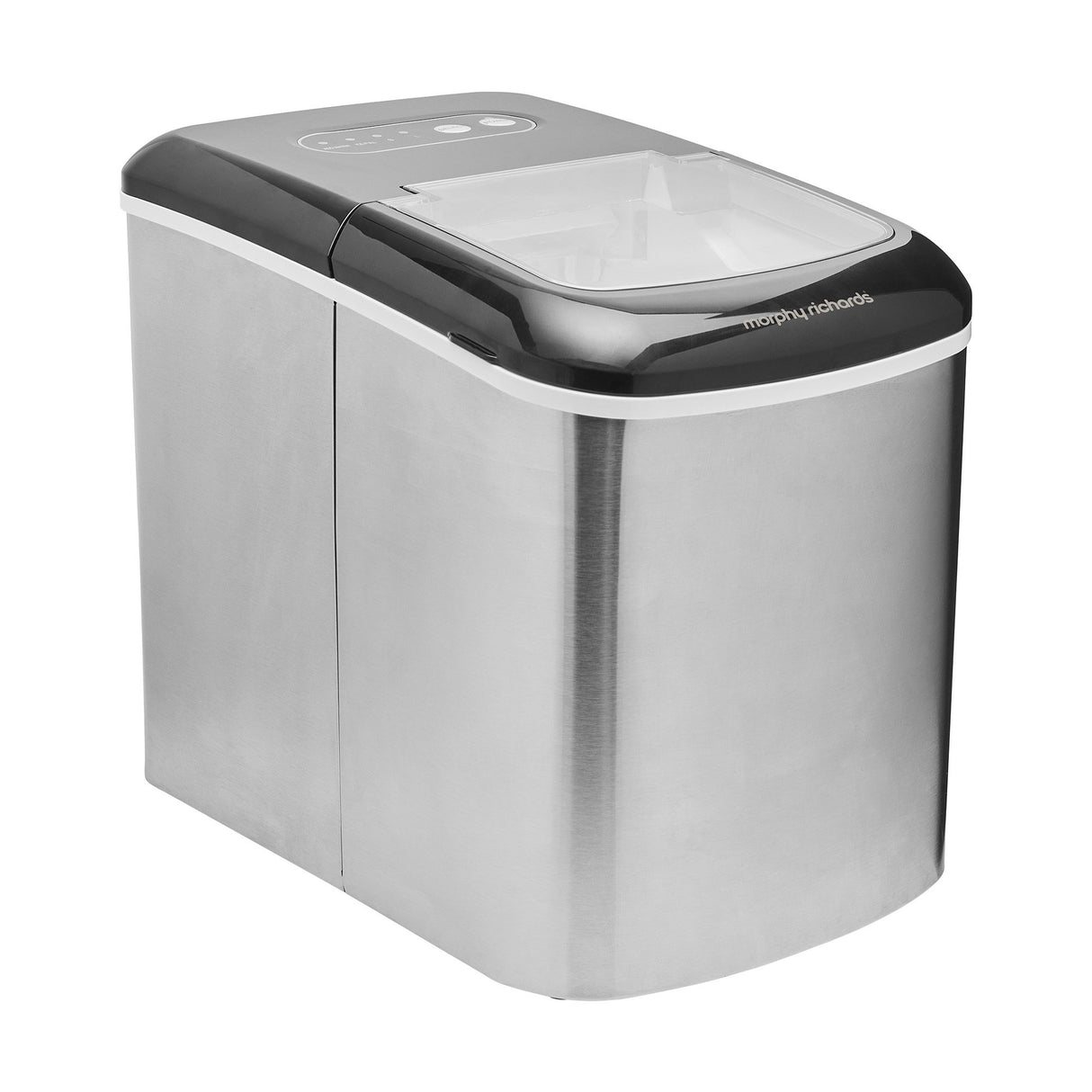 Stainless steel benchtop ice maker producing 15 kg of ice a day
