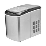 Ice maker with clear lid open showing the ice bin