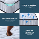 Laura Hill King Single Pocket Spring Mattress — 21cm, High-Density Foam — Allure Home Collections