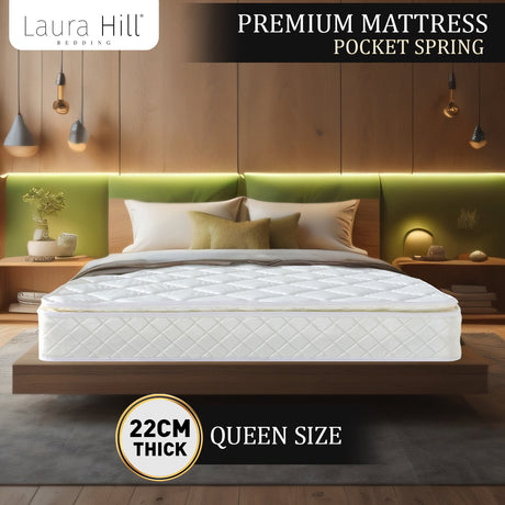 Medium Pocket Spring Mattress, 22cm Queen
