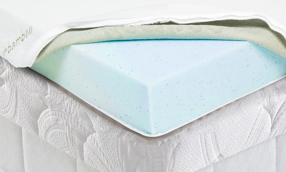 Laura Hill Cool Gel Memory Foam Mattress Topper — Bamboo Cover, Integrated Gel Balls — Allure Home Collections