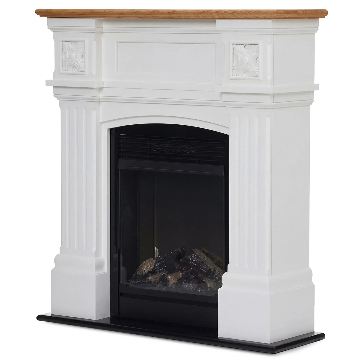 Remote control supplied with the white and oak electric fireplace suite