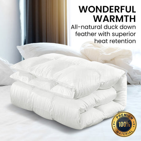Laura Hill 500gsm Duck Down Feather Quilt Comforter — Queen, Cotton Cover — Allure Home Collections