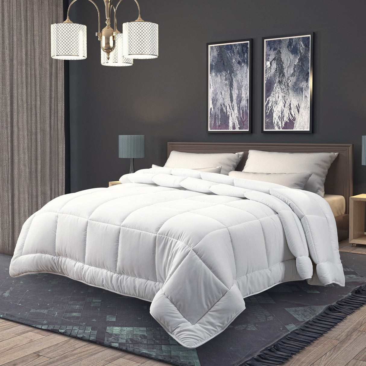 Laura Hill 700gsm Goose Down Feather Comforter Doona — Super King, Cotton Cover — Allure Home Collections