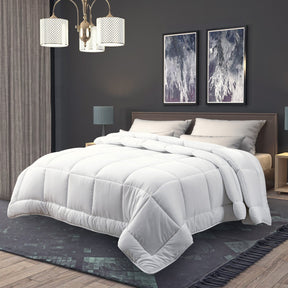 Mintaro 700gsm goose down feather quilt in super king with cotton cover on a styled winter bed