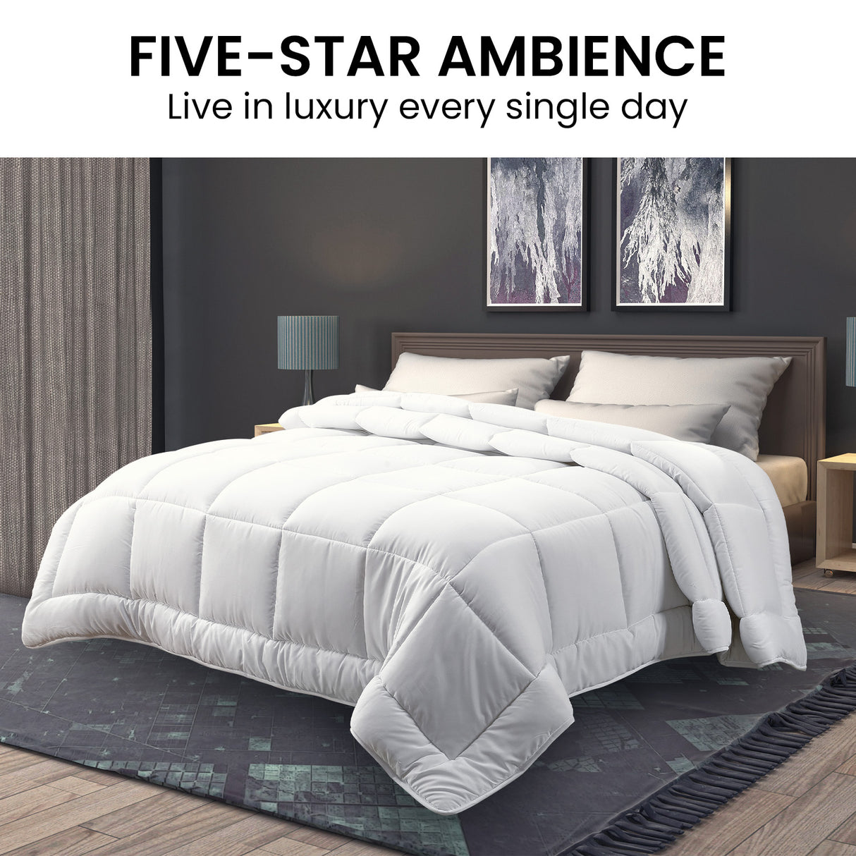 Laura Hill 700gsm Goose Down Feather Comforter Doona — Super King, Cotton Cover — Allure Home Collections