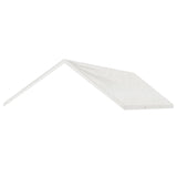 Close up of the white polyethylene roof fabric and reinforced seam