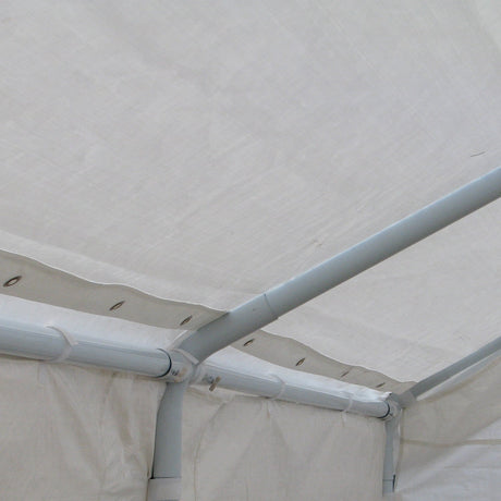 Corner detail of the marquee roof cover showing an eyelet tie point