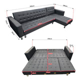 Sarantino Black Faux Leather Corner Sofa Bed
