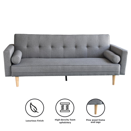 Villajoyosa 3 Seater Sofa Bed, Light Grey