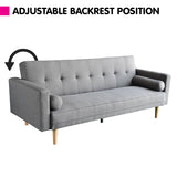 Sarantino MADISON 3-Seater Sofa Bed — Light Grey Linen, Modern Design — Allure Home Collections