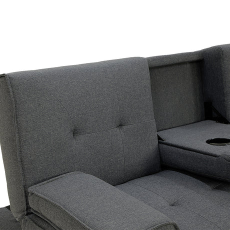 Sarantino ROCHESTER Dark Grey Linen Sofa Bed — High-Density Foam, Guest Bed — Allure Home Collections