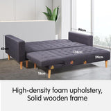 Sarantino Dark Grey Linen Corner Sofa Bed with Chaise — Wooden Frame — Allure Home Collections