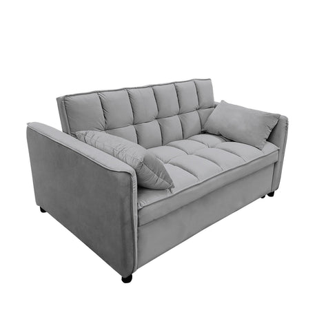 Sarantino QUINCY 2-Seater Velvet Sofa Bed — Dark Grey, Wooden Frame, Tufted — Allure Home Collections