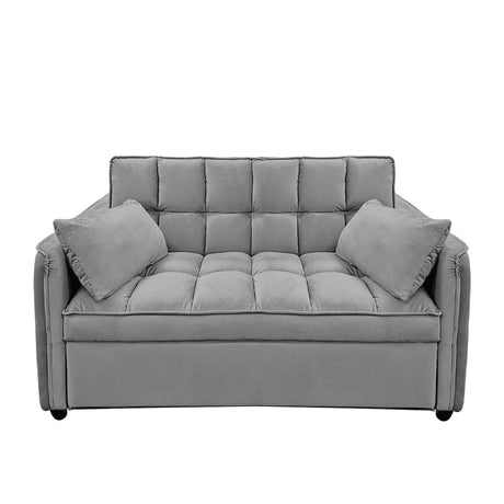 Sarantino QUINCY 2-Seater Velvet Sofa Bed — Dark Grey, Wooden Frame, Tufted — Allure Home Collections