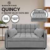 Sarantino QUINCY 2-Seater Velvet Sofa Bed — Dark Grey, Wooden Frame, Tufted — Allure Home Collections