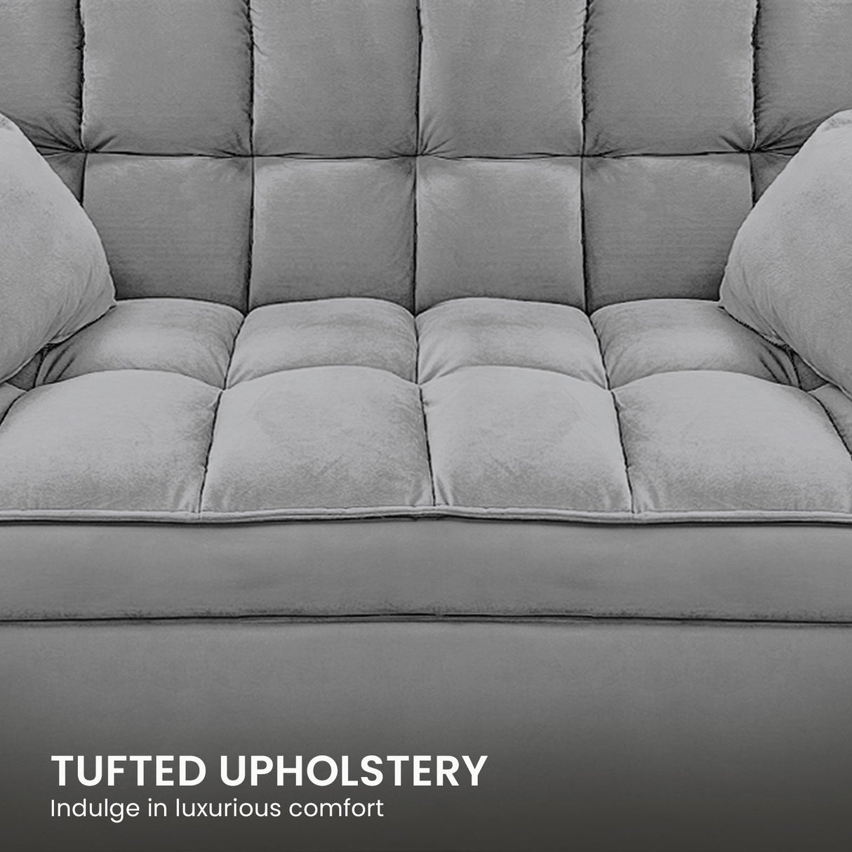 Sarantino QUINCY 2-Seater Velvet Sofa Bed — Dark Grey, Wooden Frame, Tufted — Allure Home Collections