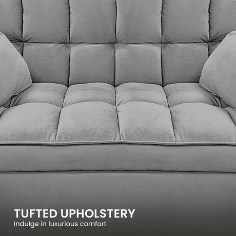 Sarantino QUINCY 2-Seater Velvet Sofa Bed — Dark Grey, Wooden Frame, Tufted — Allure Home Collections