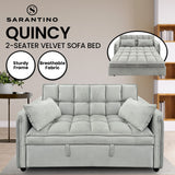 Sarantino QUINCY 2-Seater Velvet Sofa Bed — Light Grey, Wooden Frame, Tufted — Allure Home Collections