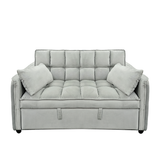 Sarantino QUINCY 2-Seater Velvet Sofa Bed — Light Grey, Wooden Frame, Tufted — Allure Home Collections