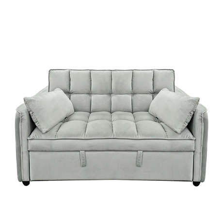 Sarantino QUINCY 2-Seater Velvet Sofa Bed — Light Grey, Wooden Frame, Tufted — Allure Home Collections