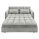 Sarantino QUINCY 2-Seater Velvet Sofa Bed — Light Grey, Wooden Frame, Tufted — Allure Home Collections
