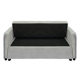 Sarantino QUINCY 2-Seater Velvet Sofa Bed — Light Grey, Wooden Frame, Tufted — Allure Home Collections