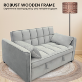 Sarantino QUINCY 2-Seater Velvet Sofa Bed — Light Grey, Wooden Frame, Tufted — Allure Home Collections