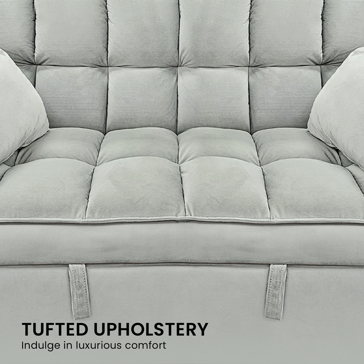 Sarantino QUINCY 2-Seater Velvet Sofa Bed — Light Grey, Wooden Frame, Tufted — Allure Home Collections