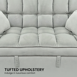 Sarantino QUINCY 2-Seater Velvet Sofa Bed — Light Grey, Wooden Frame, Tufted — Allure Home Collections