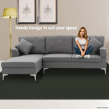 Sarantino Dark Grey Linen L-Shaped Sofa