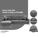 Sarantino Dark Grey Linen L-Shaped Sofa