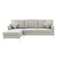 Sarantino Linen L-Shape Corner Sofa with Right-Side Chaise — Light Grey, Chrome Legs — Allure Home Collections