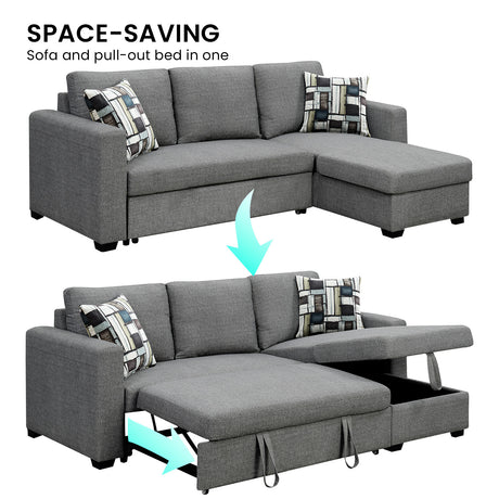 Sarantino Fontana Grey Sofa Bed with Chaise